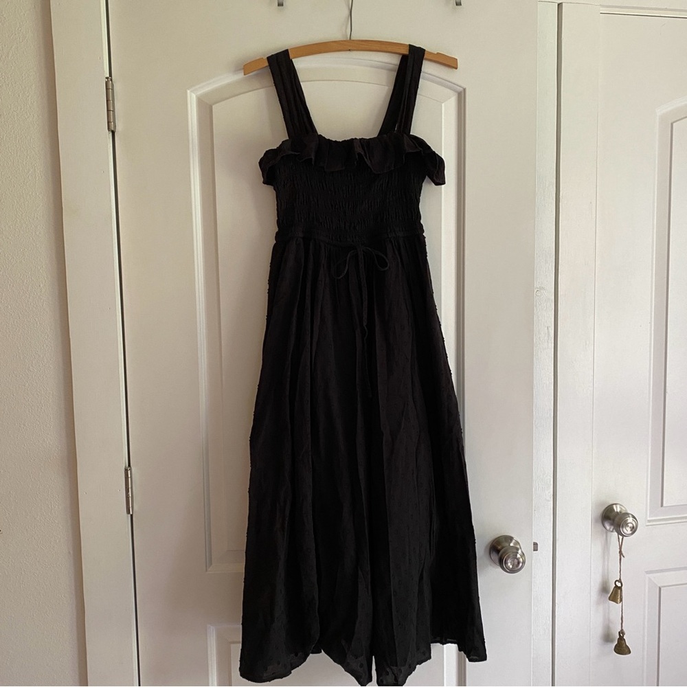 R. Vivimos Dark Cottagecore Shirred Cotton Dress